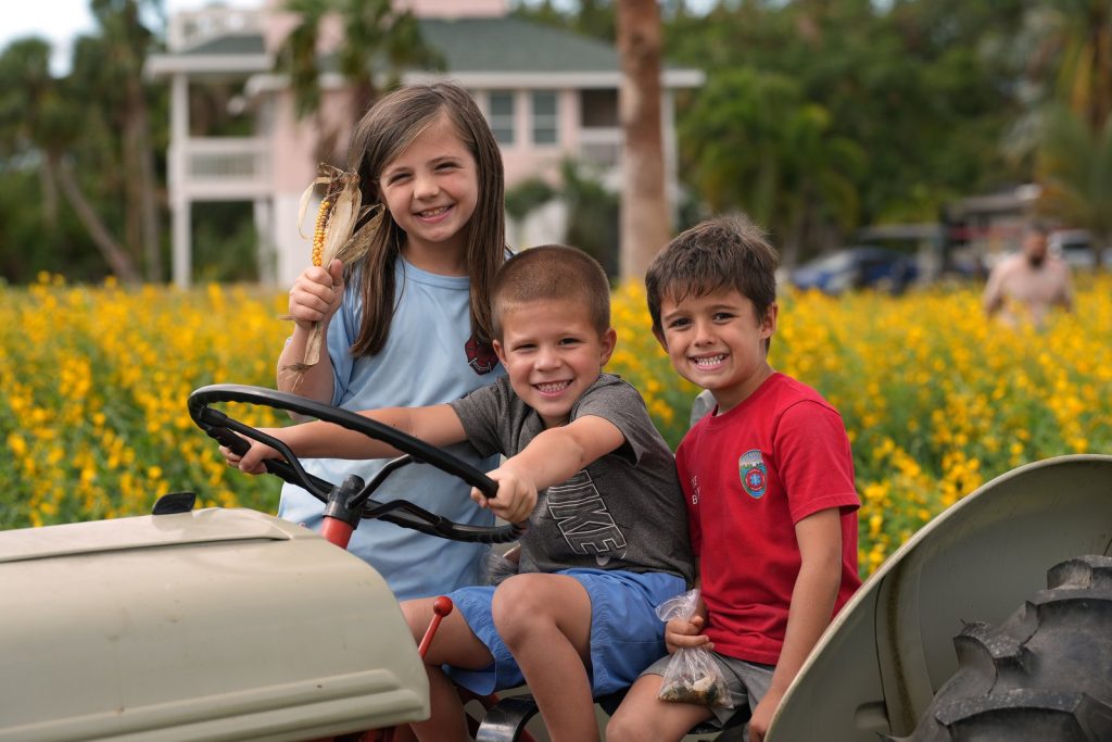 kids on tractor